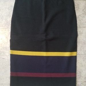 Loft sweater pencil skirt. Black with striped banding in front and back Small.